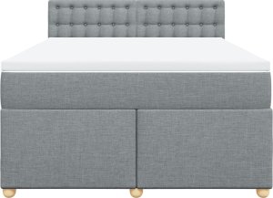 vidaXL vidaXL Łóżko kontynentalne z materacem, jasnoszare, tkanina 160x200 cm 6