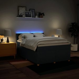 vidaXL vidaXL Łóżko kontynentalne z materacem, niebieskie, tkanina, 160x200cm 4