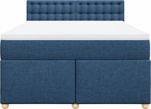 vidaXL vidaXL Łóżko kontynentalne z materacem, niebieskie, tkanina, 160x200cm 6