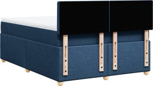 vidaXL vidaXL Łóżko kontynentalne z materacem, niebieskie, tkanina, 160x200cm 8