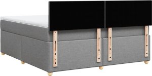 vidaXL vidaXL Łóżko kontynentalne z materacem, jasnoszare, tkanina, 180x200cm 8