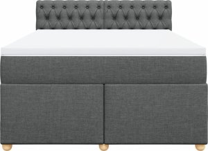 vidaXL vidaXL Łóżko kontynentalne z materacem, ciemnoszara tkanina 160x200 cm 6