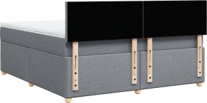 vidaXL vidaXL Łóżko kontynentalne z materacem, jasnoszare, tkanina, 180x200cm 7