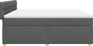vidaXL vidaXL Łóżko kontynentalne z materacem, ciemnoszara tkanina 180x200 cm 7