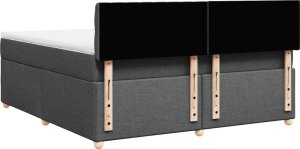 vidaXL vidaXL Łóżko kontynentalne z materacem, ciemnoszara tkanina 180x200 cm 8