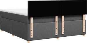 vidaXL vidaXL Łóżko kontynentalne z materacem, ciemnoszara tkanina 180x200 cm 8