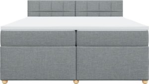 vidaXL vidaXL Łóżko kontynentalne z materacem, jasnoszare, tkanina 200x200 cm 6