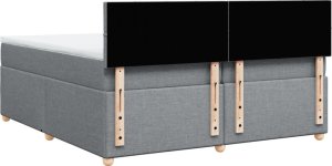 vidaXL vidaXL Łóżko kontynentalne z materacem, jasnoszare, tkanina 200x200 cm 8