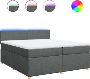 vidaXL vidaXL Łóżko kontynentalne z materacem, ciemnoszara tkanina 200x200 cm 2