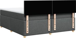 vidaXL vidaXL Łóżko kontynentalne z materacem, ciemnoszara tkanina 200x200 cm 8