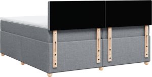 vidaXL vidaXL Łóżko kontynentalne z materacem, jasnoszare, tkanina 200x200 cm 8