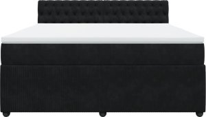 vidaXL vidaXL Łóżko kontynentalne z materacem, czarne, 180x200 cm, aksamit 6