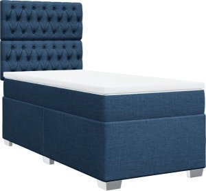 vidaXL Łóżko kontynentalne z materacem, niebieskie, tkanina, 80x200 cm 2