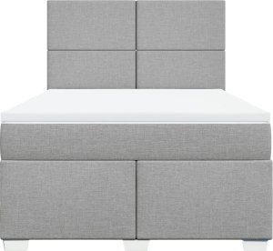 vidaXL vidaXL Łóżko kontynentalne z materacem, jasnoszare, tkanina, 140x190cm 4