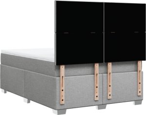 vidaXL vidaXL Łóżko kontynentalne z materacem, jasnoszare, tkanina, 140x190cm 10