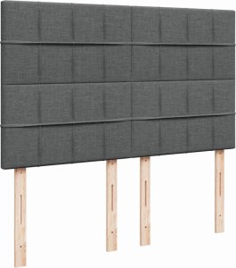 vidaXL Łóżko kontynentalne z materacem, ciemnoszara tkanina 140x190 cm 8