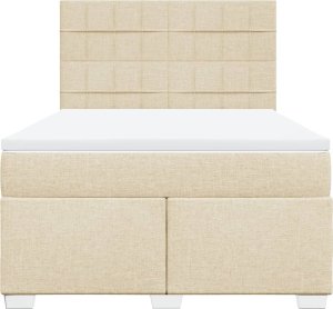 vidaXL Łóżko kontynentalne z materacem, kremowe, tkanina, 140x190 cm 4