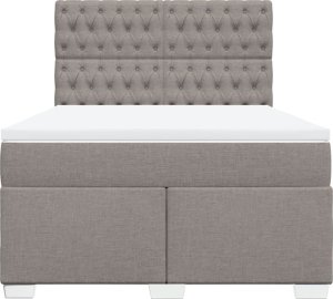 vidaXL Łóżko kontynentalne z materacem, taupe, tkanina, 140x190 cm 4