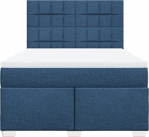 vidaXL Łóżko kontynentalne z materacem, niebieskie, tkanina 140x190 cm 4