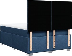 vidaXL Łóżko kontynentalne z materacem, niebieskie, tkanina 140x190 cm 10