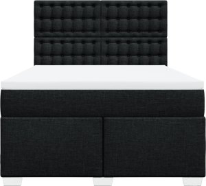 vidaXL Łóżko kontynentalne z materacem, czarne, tkanina, 140x190 cm 4