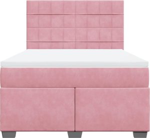vidaXL Łóżko kontynentalne z materacem, różowe, aksamit, 140x190 cm 4