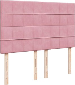 vidaXL Łóżko kontynentalne z materacem, różowe, aksamit, 140x190 cm 8