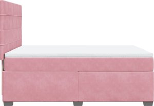 vidaXL Łóżko kontynentalne z materacem, różowe, aksamit, 140x190 cm 9