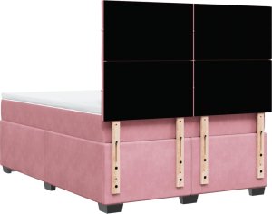 vidaXL Łóżko kontynentalne z materacem, różowe, aksamit, 140x190 cm 10