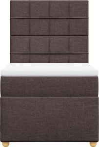 vidaXL Łóżko kontynentalne z materacem, brązowe, tkanina, 100x200 cm 4