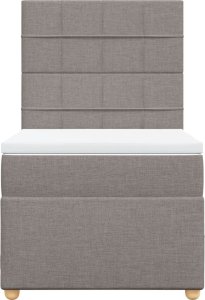 vidaXL vidaXL Łóżko kontynentalne z materacem, taupe, tkanina, 100x200 cm 4