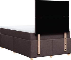 vidaXL Łóżko kontynentalne z materacem, brązowe, tkanina, 120x200 cm 6
