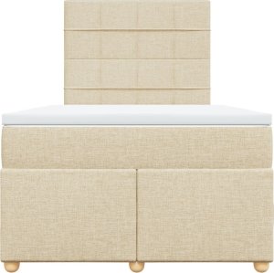 vidaXL Łóżko kontynentalne z materacem, kremowe, tkanina, 120x200 cm 4