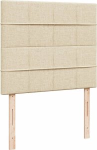 vidaXL Łóżko kontynentalne z materacem, kremowe, tkanina, 120x200 cm 7
