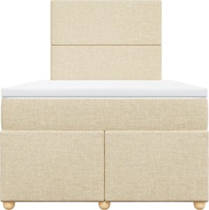 vidaXL Łóżko kontynentalne z materacem, kremowe, tkanina, 120x200 cm 4