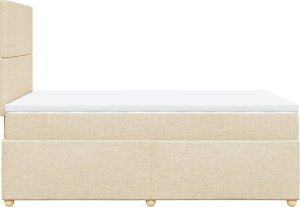 vidaXL Łóżko kontynentalne z materacem, kremowe, tkanina, 120x200 cm 5