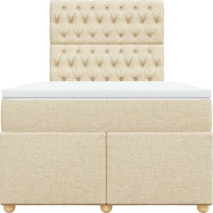 vidaXL Łóżko kontynentalne z materacem, kremowe, tkanina, 120x200 cm 4