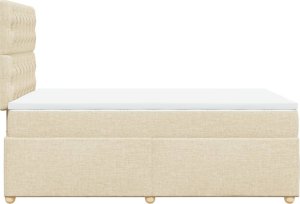 vidaXL Łóżko kontynentalne z materacem, kremowe, tkanina, 120x200 cm 5