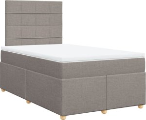 vidaXL Łóżko kontynentalne z materacem, taupe, tkanina, 120x200 cm 2