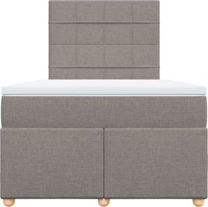 vidaXL Łóżko kontynentalne z materacem, taupe, tkanina, 120x200 cm 4