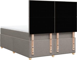 vidaXL Łóżko kontynentalne z materacem, taupe, tkanina, 140x200 cm 6