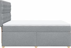 vidaXL Łóżko kontynentalne z materacem, jasnoszare, tkanina, 140x190cm 5