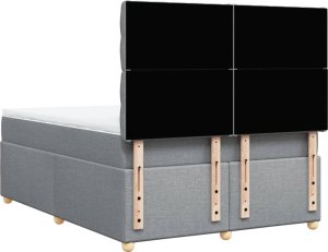 vidaXL Łóżko kontynentalne z materacem, jasnoszare, tkanina, 140x190cm 6