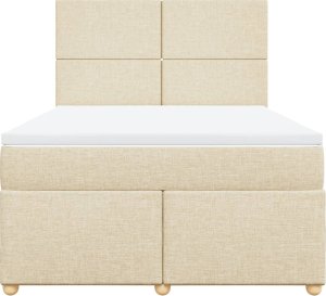 vidaXL Łóżko kontynentalne z materacem, kremowe, tkanina, 140x200 cm 4