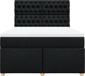 vidaXL Łóżko kontynentalne z materacem, czarne, tkanina 140x200 cm 4