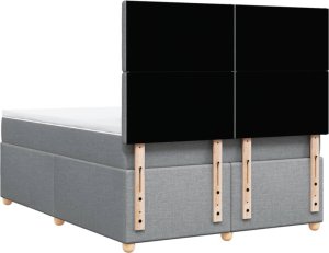 vidaXL Łóżko kontynentalne z materacem, jasnoszare 140x200 cm, tkanina 6