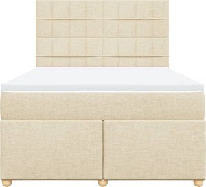 vidaXL Łóżko kontynentalne z materacem, kremowe, tkanina, 140x200 cm 4