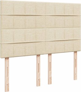 vidaXL Łóżko kontynentalne z materacem, kremowe, tkanina, 140x200 cm 7