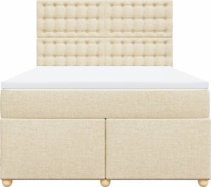 vidaXL Łóżko kontynentalne z materacem, kremowe, tkanina, 140x200 cm 4