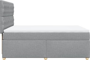 vidaXL Łóżko kontynentalne z materacem, jasnoszare 140x200 cm, tkanina 5